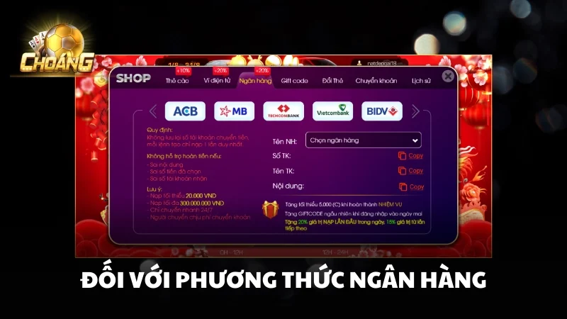 Đối với phương thức ngân hàng